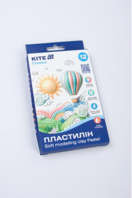 Пластилін, 12 кольорів, 200 г, восковий, KITE